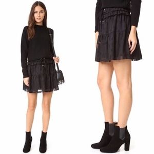 IRO‎ Carmel Lace-up Chiffon & Tulle Mini Skirt in Black Size 42 / US 10